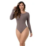Salome TD03L5 Long Sleeve Bodysuit | Thong Cut Microfiber Top for Women - Image 3