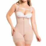 Fajas Salome 0217 | Mid Thigh Firm Compression Full Body Shaper for Women | Butt Lifter Open Bust Postpartum Bodysuit | Powernet