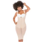 Fajas Salome 0517 | Post Surgery Stage 1 Butt Lifter Full Bodysuit | Open Bust Knee Length Body Shaper for Women | Powernet