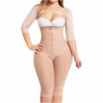Fajas Salome 0525 | Post Surgery Bodysuit Full Body Shaper for Women | Tummy Control Butt Lifter Knee Length Shapewear with Sleeves | Powernet