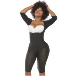 Fajas Salome 0525 | Post Surgery Bodysuit Full Body Shaper for Women | Tummy Control Butt Lifter Knee Length Shapewear with Sleeves | Powernet - Image 4